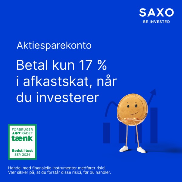 Aktiesparekontoen hos Saxo Bank er kåret til Bedst i test 2025 hos Forbrugerrådet Tænk