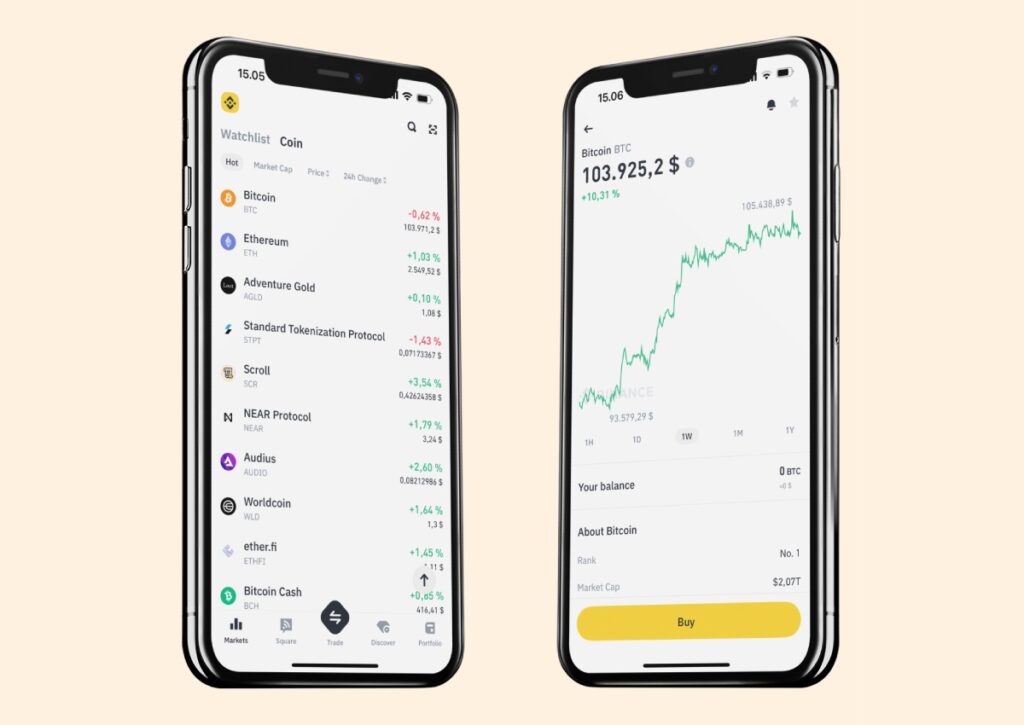 Binance app'en til mobilen kan du hente i henholdsvis Google Play og App Store (iOS)