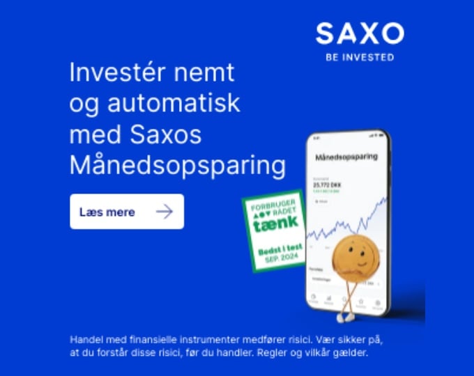 Med en månedsopsparing hos Saxo Bank kan du nemt kombinere investering og opsparing