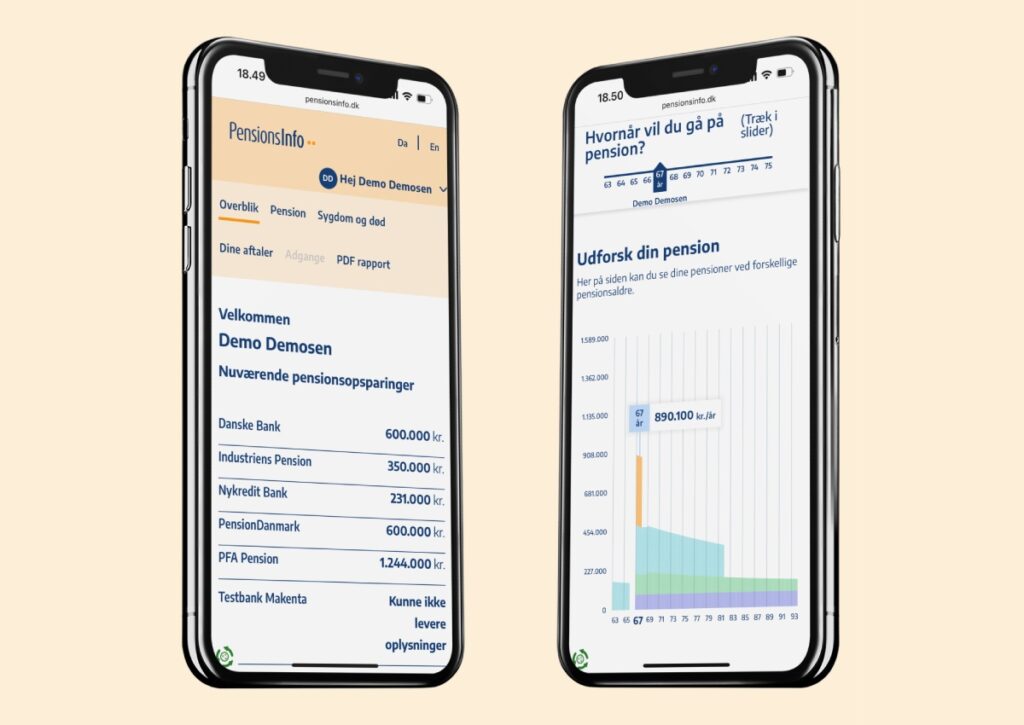 Du kan naturligvis også tilgå PensionsInfo via mobilen.